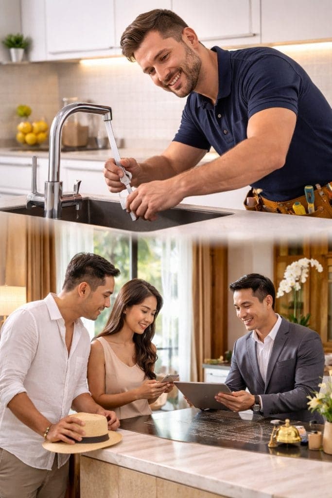 Phuket Airbnb concierge and handyman providing guest support and fast property repairs in a luxury rental setting
