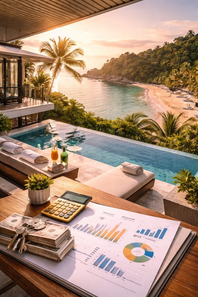 Luxury Phuket Airbnb villa with ocean view, pool, and financial planning tools to increase short-term rental income